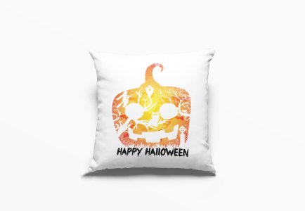 Happy Halloween- Pumpkin With Evil Shadow-Halloween Theme Pillow Covers (Pack Of 2)