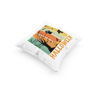 Halloween Orange Text -Pumpkins And Ghosts-Halloween Theme Pillow Covers (Pack Of 2)