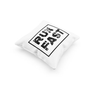 Run Fast Text In Black -Printed Pillow Covers (Pack Of 2)
