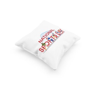 National Sports Day Text In Red -Printed Pillow Covers (Pack Of 2)