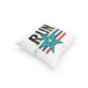 Run Text In Black -Printed Pillow Covers (Pack Of 2)