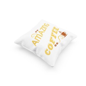 Amazing Coffee Text in yellow -Printed Pillow Covers(Pack Of 2)