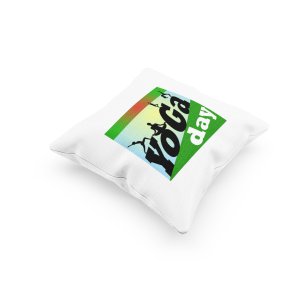yoga dayText in Black and white -Printed Pillow Covers(Pack Of 2)