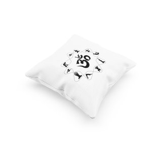 OM Text Black -Printed Pillow Covers(Pack Of 2)
