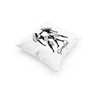 Gemini Black Text With Symbol - Printed Pillow Covers(Pack Of 2)