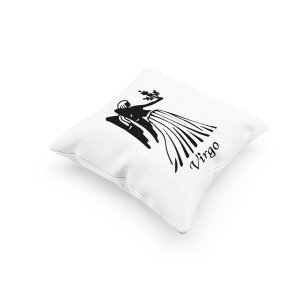 Virgo Black Text With Symbol - Printed Pillow Covers(Pack Of 2)
