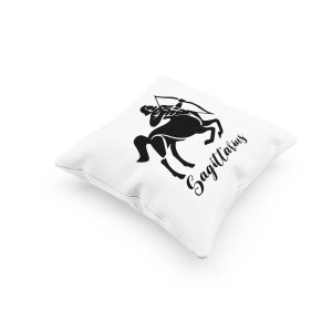 Sagittarius Black Text With Symbol - Printed Pillow Covers(Pack Of 2)
