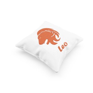 Leo (BG orange) - Printed Pillow Covers(Pack Of 2)