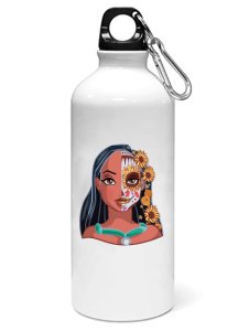 Pocahontas face - Printed Sipper Bottles For Animation Lovers