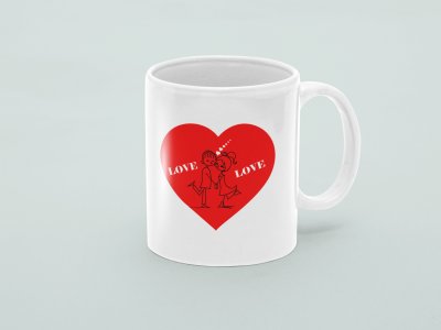 Cute Coulpe Inside The Heart  - valentine themed printed ceramic white coffee and tea mugs/ cups