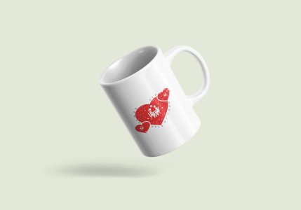Cute Coulpe with Hearts  - valentine themed printed ceramic white coffee and tea mugs/ cups