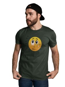 Remembering Music with an Emotional Face Emoji T-shirt (Green) - Clothes for Emoji Lovers - Suitable for Fun Events - Foremost Gifting Material for Your Friends and Close Ones