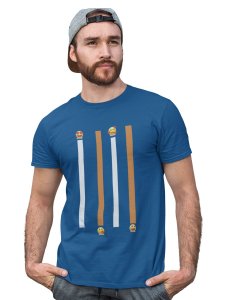 Vertical Bar Printed T-shirt (Blue) - Clothes for Emoji Lovers-Suitable for Fun Events- Foremost Gifting Material for Your Friends and Close Ones