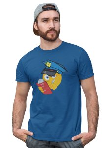 Please be Aware, Police is Here Emoji T-shirt (Blue) - Clothes for Emoji Lovers - Suitable for Fun Events - Foremost Gifting Material for Your Friends and Close Ones