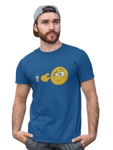 A Cup of Tea for Me Printed T-shirt (Blue) - Clothes for Emoji Lovers - Suitable for Fun Events - Foremost Gifting Material for Your Friends and Close Ones