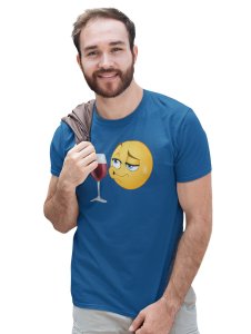 Whisky is Risky Emoji T-shirt (Blue) - Clothes for Emoji Lovers - Suitable for Fun Events - Foremost Gifting Material for Your Friends and Close Ones