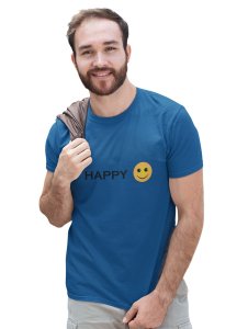 Written Happy Text with Emoji T-shirt - Clothes for Emoji Lovers - Suitable for Fun Events - Foremost Gifting Material for Your Friends and Close Ones