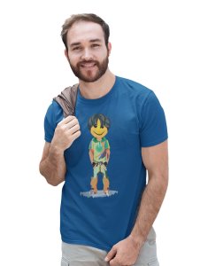 A Young Standing Emoji Boy Printed T-shirt (Blue) - Clothes for Emoji Lovers - Foremost Gifting Material for Your Friends and Close Ones