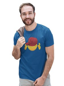 Eyes Covered with Cap Emoji T-shirt (Blue) - Clothes for Emoji Lovers - Suitable for Fun Events - Foremost Gifting Material for Your Friends and Close Ones