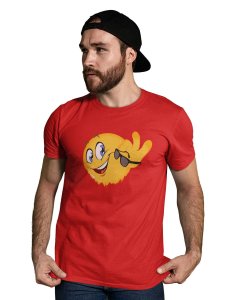 Happy Emoji Removing Glasses T-shirt (Red) - Clothes for Emoji Lovers - Foremost Gifting Material for Your Friends and Close Ones
