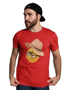 Pouting Emoji with Hat Printed T-shirt (Red) - Clothes for Emoji Lovers - Foremost Gifting Material for Your Friends and Close Ones