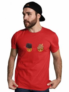 Rabbit-teeth Couple Emoji T-shirt (Red) - Clothes for Emoji Lovers - Foremost Gifting Material for Your Friends and Close Ones