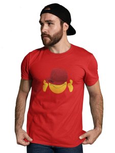 Eyes Covered with Cap Emoji T-shirt (Red) - Clothes for Emoji Lovers - Foremost Gifting Material for Your Friends and Close Ones