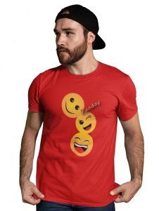 Triplets Emojis T-shirt (Red) - Clothes for Emoji Lovers - Foremost Gifting Material for Your Friends and Close Ones
