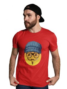 Moustaque Face Emoji T-shirt (Red) - Clothes for Emoji Lovers - Foremost Gifting Material for Your Friends and Close Ones