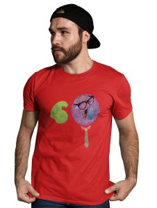 Strong Man in Violet Emoji T-shirt (Red) - Clothes for Emoji Lovers - Foremost Gifting Material for Your Friends and Close Ones