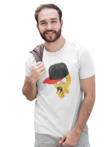 Holding a Mobile Emoji T-shirt (White) - Clothes for Emoji Lovers -Foremost Gifting Material for Your Friends and Close Ones