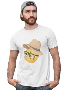 Pouting Emoji with Hat Printed T-shirt (White) - Clothes for Emoji Lovers -Foremost Gifting Material for Your Friends and Close Ones
