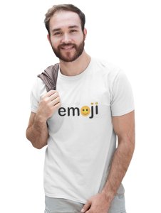 Ariel Text with Emoji Dots T-shirt (White) - Clothes for Emoji Lovers -Foremost Gifting Material for Your Friends and Close Ones