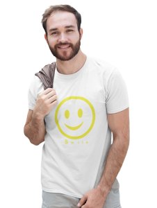 Simple Smile -Yellowish Outline Printed T-shirt (White) - Clothes for Emoji Lovers -Foremost Gifting Material for Your Friends and Close Ones