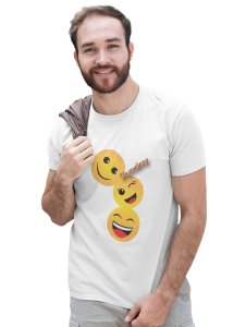 Triplets Emojis T-shirt (White) - Clothes for Emoji Lovers -Foremost Gifting Material for Your Friends and Close Ones