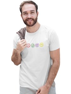 Five Colour Shaded Shapes Emojis T-shirt (White) - Clothes for Emoji Lovers -Foremost Gifting Material for Your Friends and Close Ones