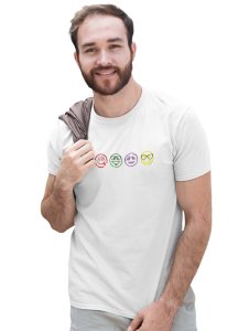 Five Colour Shaded Shapes Emojis T-shirt (White) - Clothes for Emoji Lovers -Foremost Gifting Material for Your Friends and Close Ones