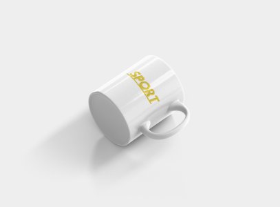 Sport Text In Yellow - Printed Coffee Mugs For Sports Lovers