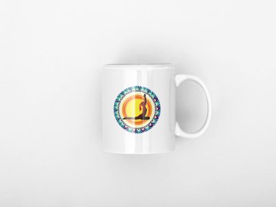Women Doing Yoga Sun Chakra in background - Printed Coffee Mugs For Yoga Lovers