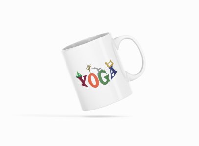 Yoga Text In Colourfull - Printed Coffee Mugs For Yoga Lovers