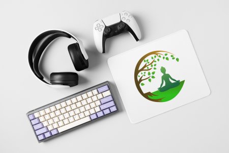 Yoga on grass - yoga themed mousepads