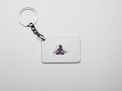 Yoga Heartbeat Text In Pink- Printed Acrylic Keychains(Pack Of 2)