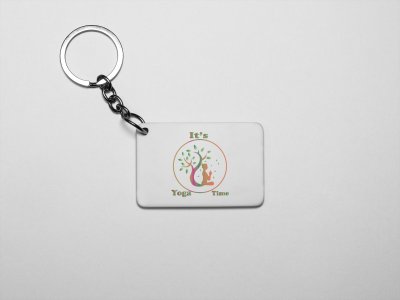 It's Yoga time Brown & Green Text - Printed Acrylic Keychains(Pack Of 2)