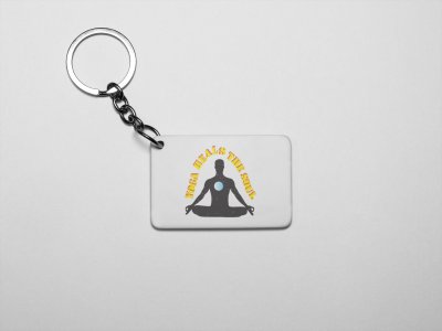 Yoga Heals The Soul Text - Printed Acrylic Keychains(Pack Of 2)