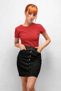 Female red colour solid tee
