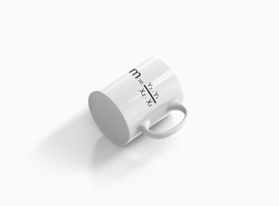M=Y2-Y1/X2-X1  - formula themed printed ceramic white coffee and tea mugs/ cups for maths lovers