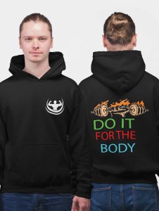 Do It For The Body Text printed artswear black hoodies for winter casual wear specially for Men
