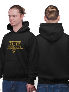 Workout 100%, (BG Golden) printed artswear black hoodies for winter casual wear specially for Men