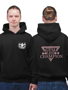 Gym Life Champion (BG Pink)printed artswear black hoodies for winter casual wear specially for Men