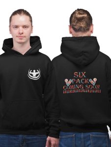Six Pack Coming Soon (Multicolourful Text)printed artswear black hoodies for winter casual wear specially for Men